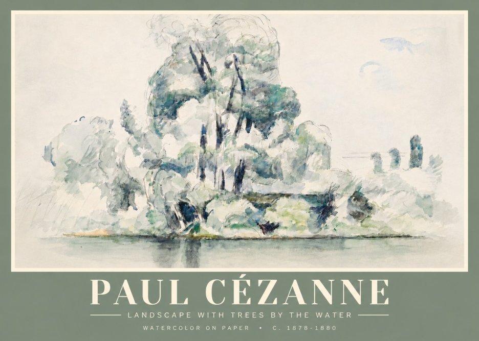 Paul Cézanne Landscape with Trees by the Water No4 - Plakat