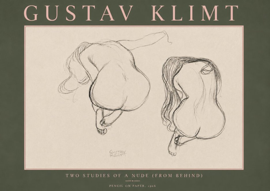 Klimt Two Studies of a Nude (from Behind) No5 - Plakat