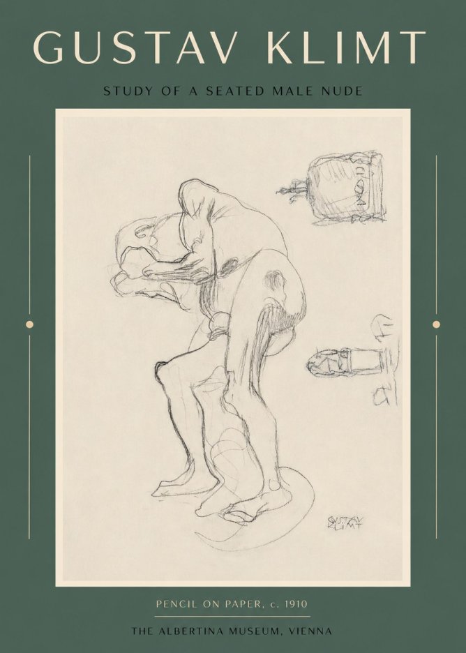 Klimt Study of a Seated Male Nude No2 - Plakat