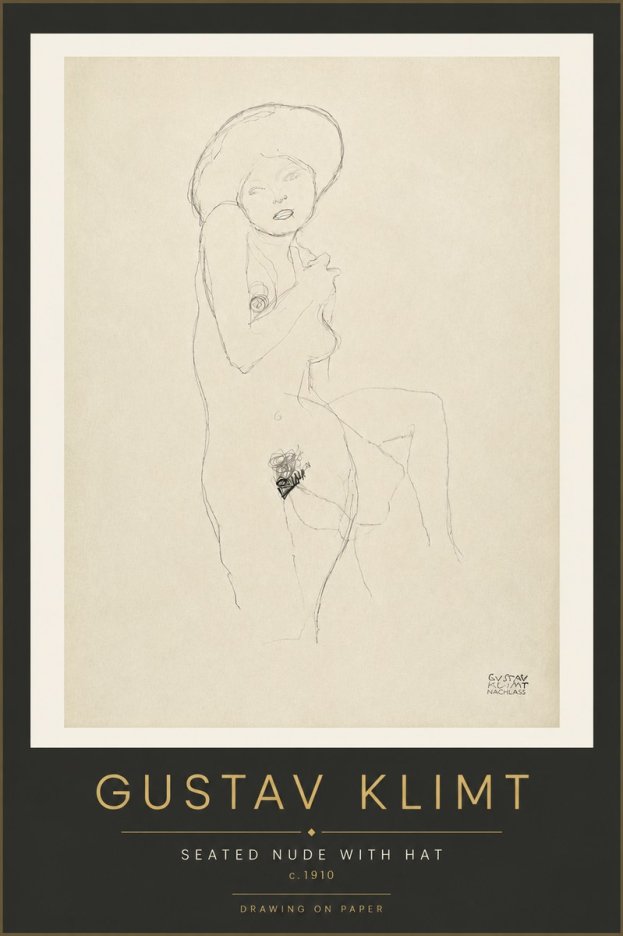 Klimt Seated Nude with Hat No4 - Plakat