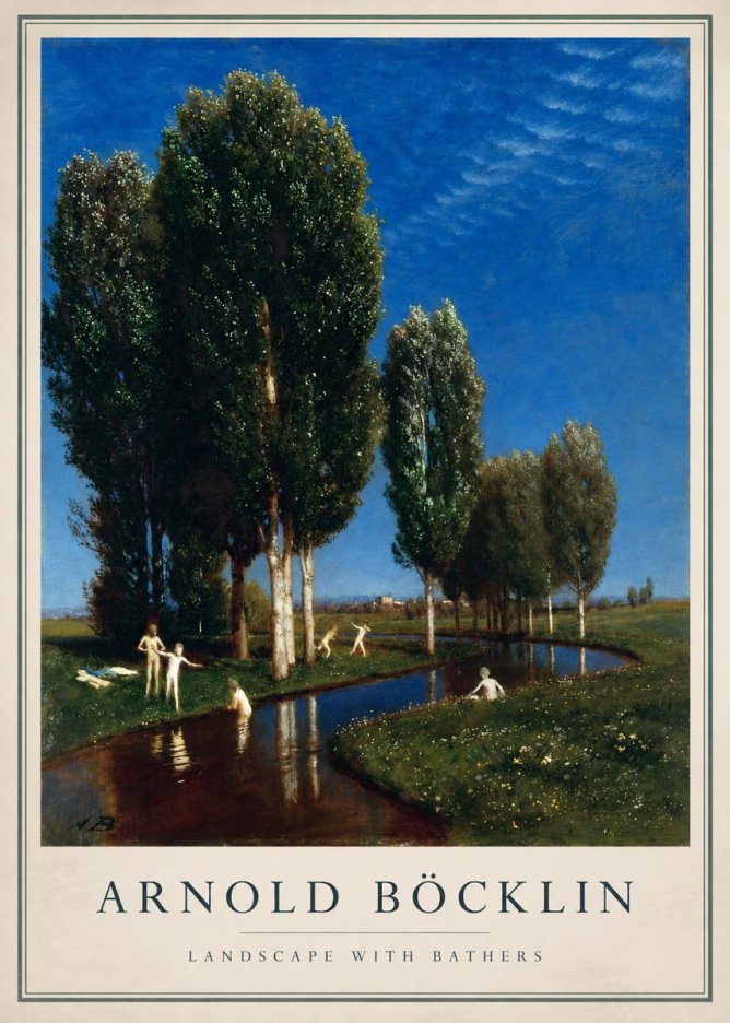 Arnold Böcklin Landscape with Bathers No1 - Plakat