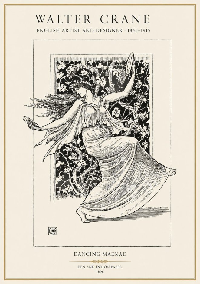 Walter Crane Dancing Maenad No1 - Plakat