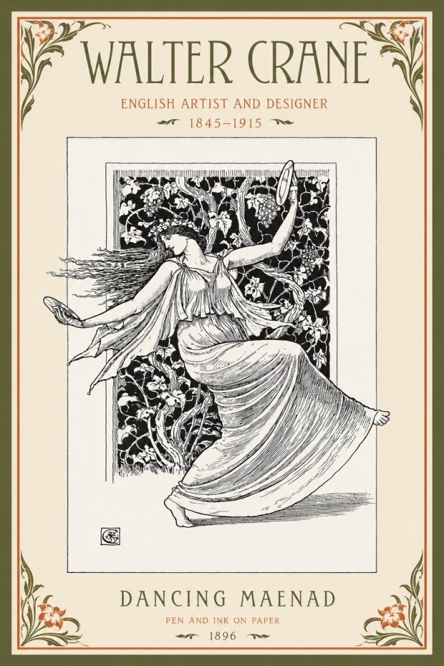 Walter Crane Dancing Maenad No2 - Plakat