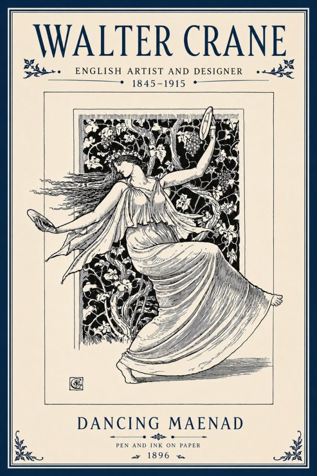 Walter Crane Dancing Maenad No6 - Plakat