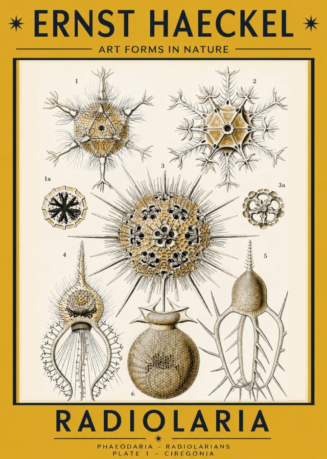 Ernst Haeckel Radiolaria - Plate 1 - Ciregonia No2 - Plakat