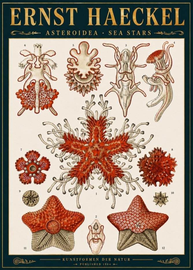 Ernst Haeckel Asteroidea. Sea Stars No6 - Plakat