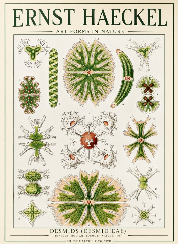 Ernst Haeckel Desmids (Desmidieae) No1 - Plakat