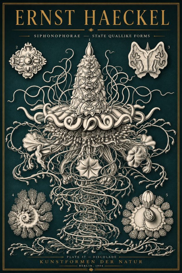 Ernst Haeckel Siphonophorae – State Quallike Forms No5 - Plakat