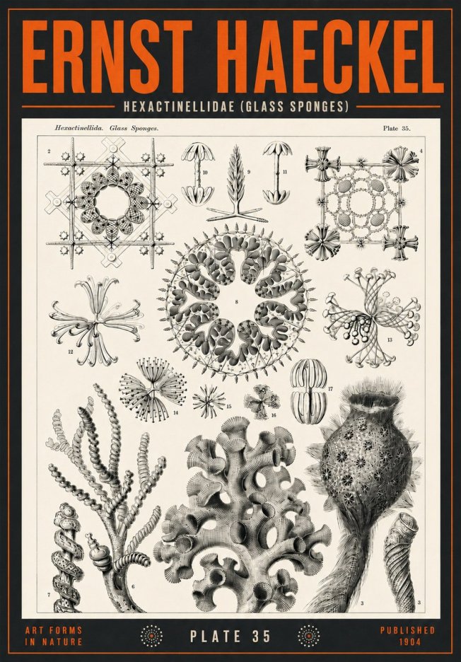 Ernst Haeckel Hexactinellida. Glass Sponges. No4 - Plakat