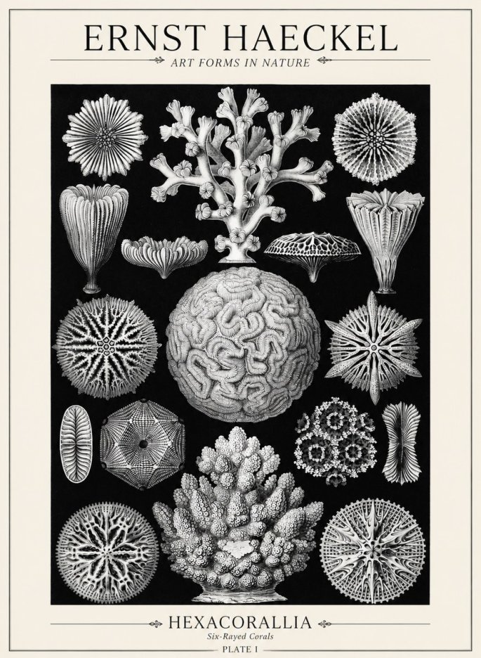 Ernst Haeckel Hexacoralla – Six-rayed Corals No5 - Plakat