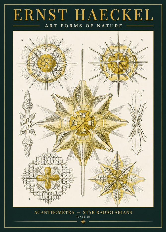 Ernst Haeckel Acanthometra - Star Radiolarians No2 - Plakat
