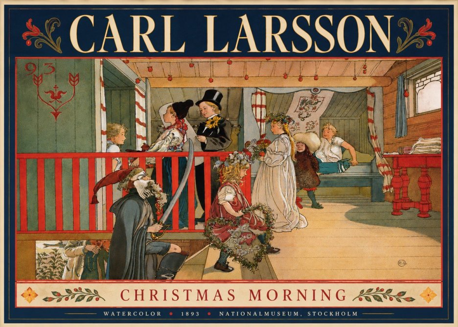 Carl Larsson Children Bringing Flowers No6 - Plakat