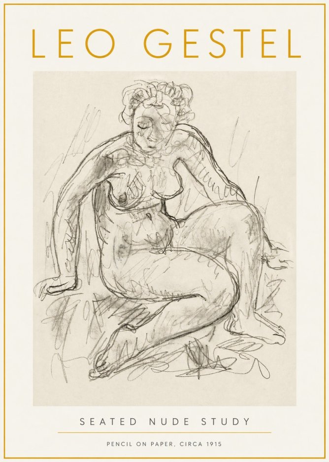 Leo Gestel Seated Nude Study No6 - Plakat