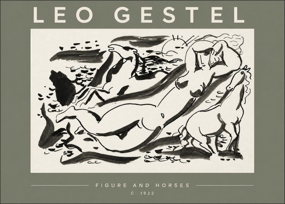 Leo Gestel Figure and Horses No3 - Plakat