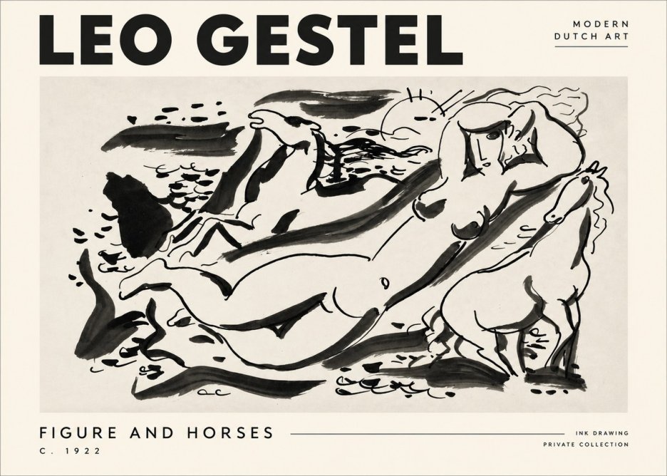 Leo Gestel Figure and Horses No4 - Plakat