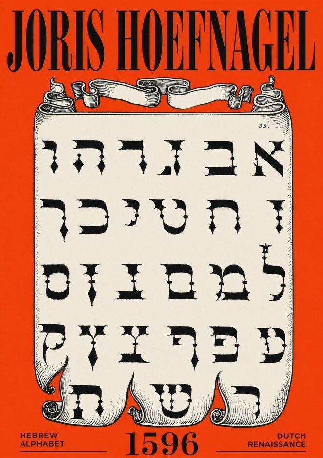 Joris Hoefnagel Hebrew Alphabet No6 - Plakat