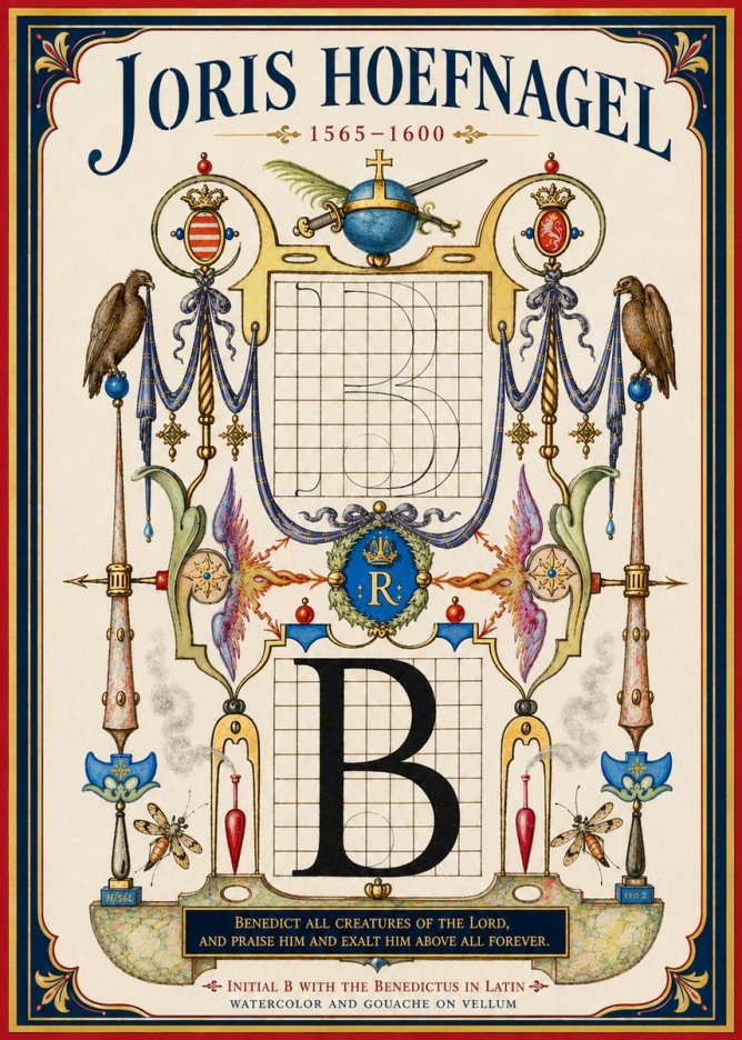 Joris Hoefnagel Initial B with the Benedictus in Latin No4 - Plakat