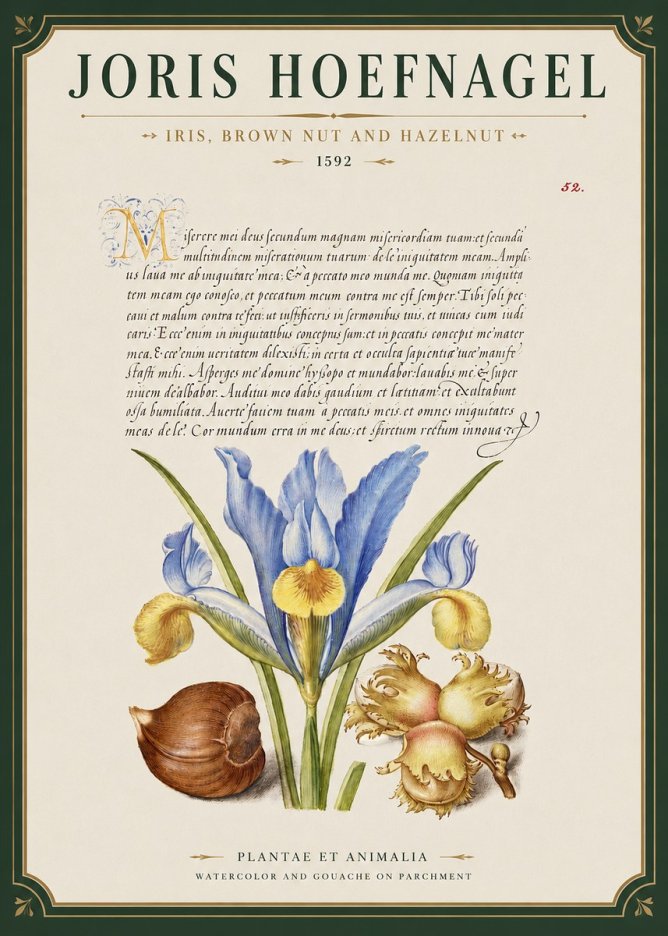 Joris Hoefnagel Iris, Brown Nut and Hazelnut No3 - Plakat