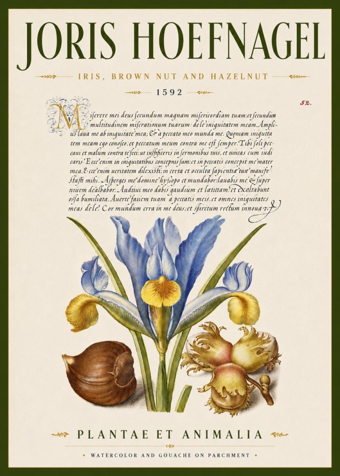 Joris Hoefnagel Iris, Brown Nut and Hazelnut No5 - Plakat