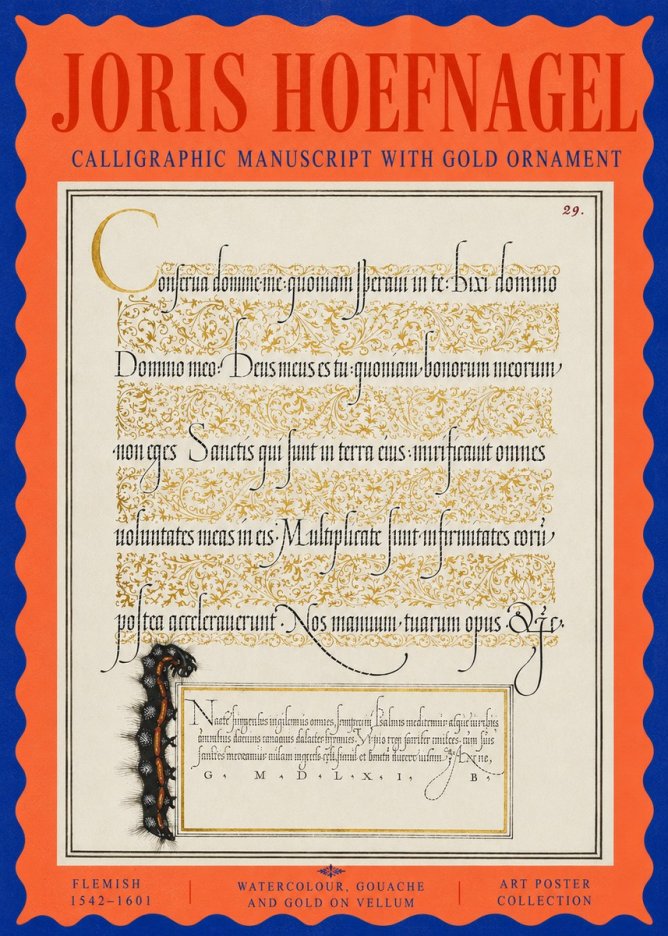 Joris Hoefnagel Calligraphic Manuscript with Gold Ornament No5 - Plakat