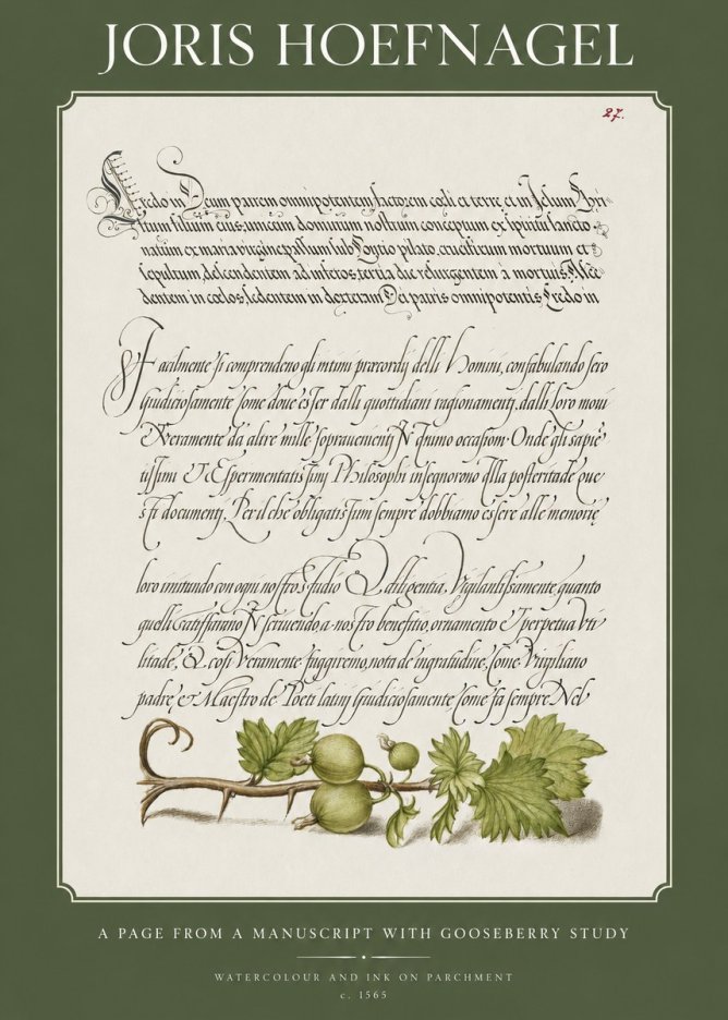 Joris Hoefnagel A Page from a Manuscript with Gooseberry Study No1 - Plakat