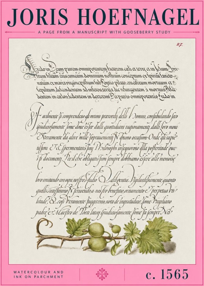 Joris Hoefnagel A Page from a Manuscript with Gooseberry Study No2 - Plakat