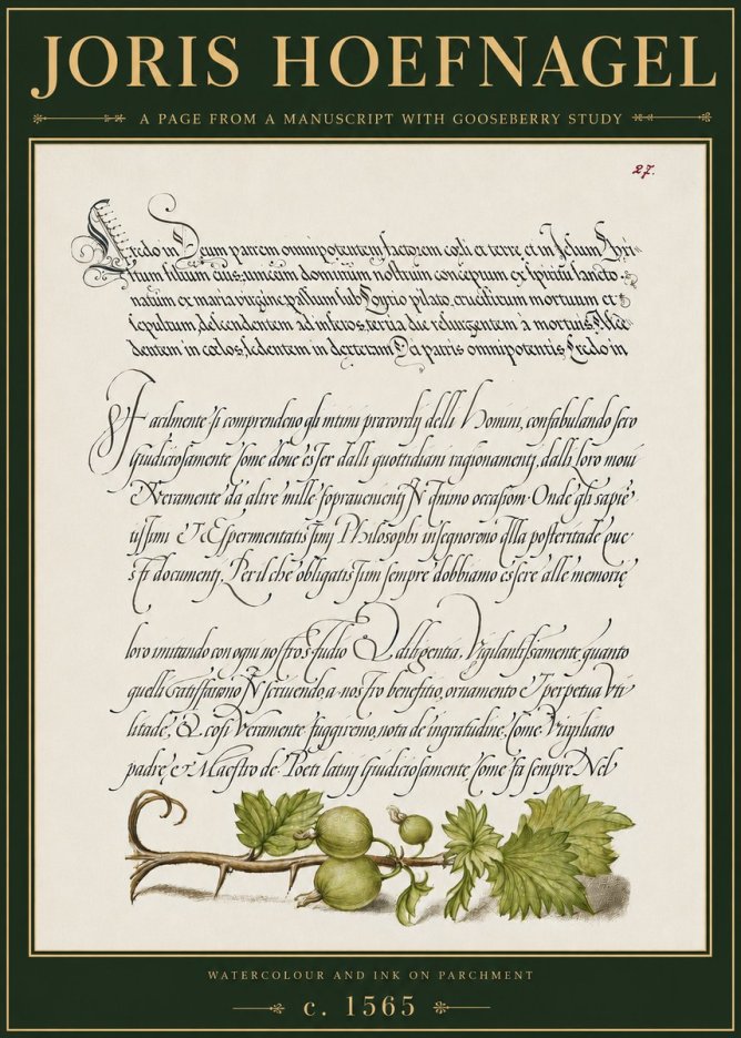 Joris Hoefnagel A Page from a Manuscript with Gooseberry Study No4 - Plakat