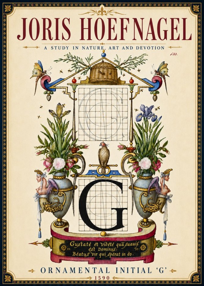 Joris Hoefnagel Ornamental Initial 'G' No6 - Plakat