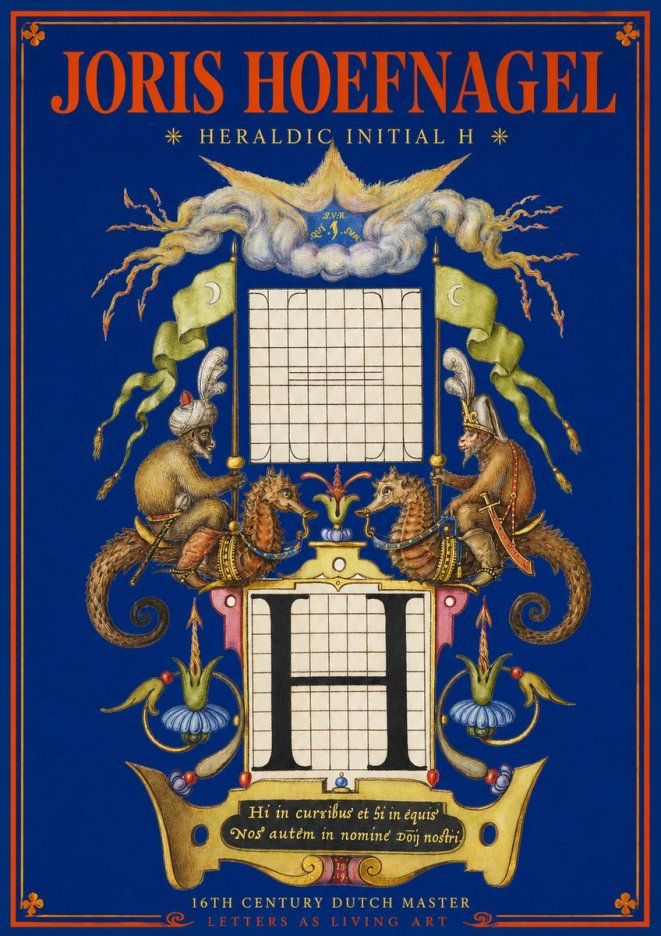 Joris Hoefnagel Heraldic Initial H No2 - Plakat