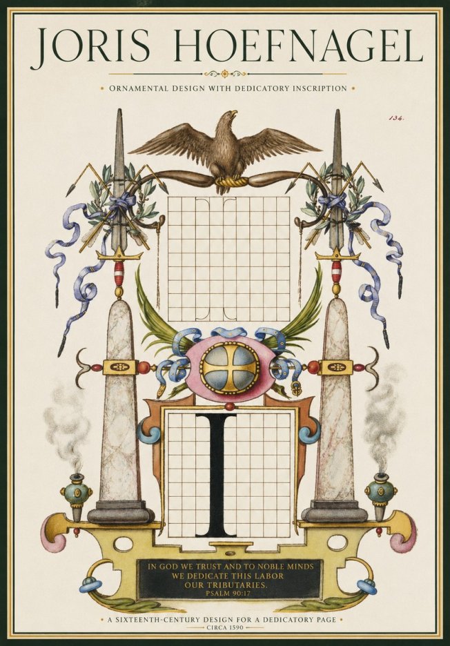 Joris Hoefnagel Ornamental Design with Dedicatory Inscription No1 - Plakat