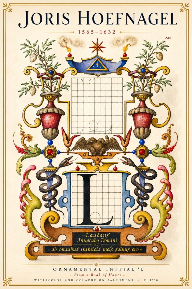 Joris Hoefnagel Ornamental Initial 'L' No6 - Plakat