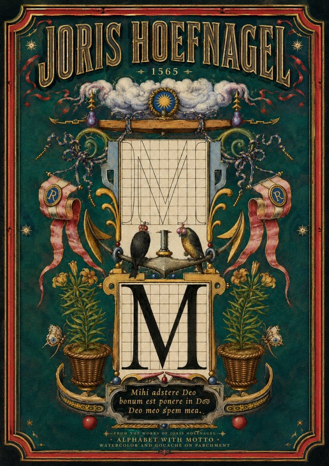 Joris Hoefnagel Alphabet with Motto • M • No3 - Plakat