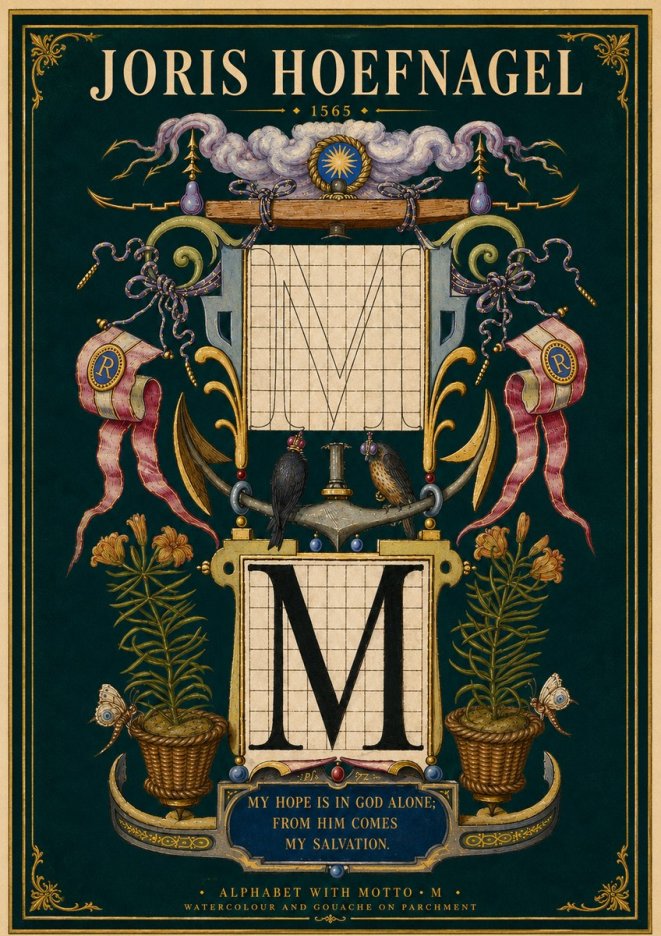 Joris Hoefnagel Alphabet with Motto • M • No4 - Plakat