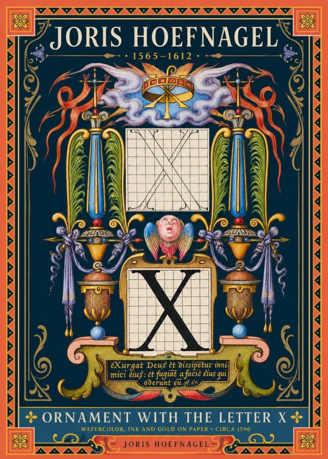 Joris Hoefnagel Ornament with the Letter X No2 - Plakat
