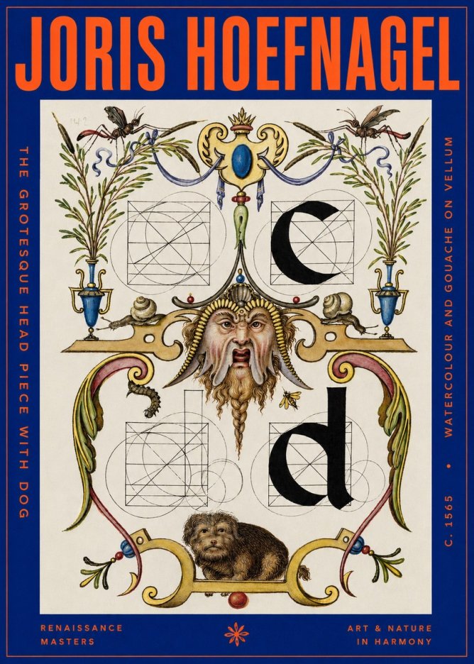 Joris Hoefnagel The Grotesque Head Piece with Dog No2 - Plakat