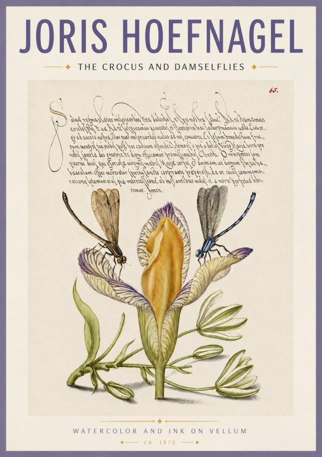 Joris Hoefnagel The Crocus and Damselflies No4 - Plakat