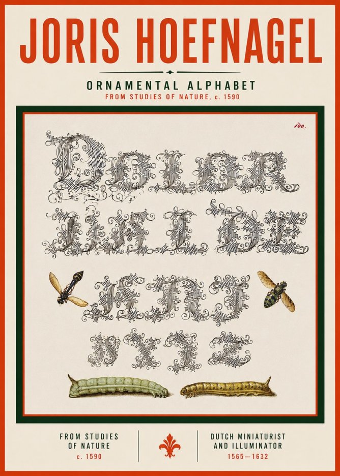 Joris Hoefnagel Ornamental Alphabet from Studies of Nature No3 - Plakat