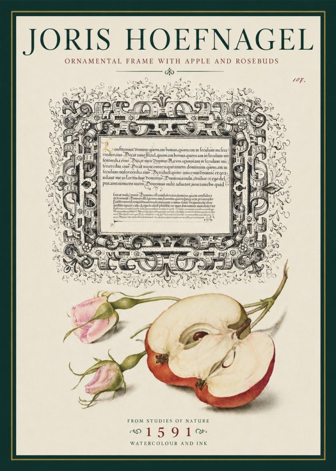 Joris Hoefnagel Illuminated Calligraphy and Botanical Study No5 - Plakat