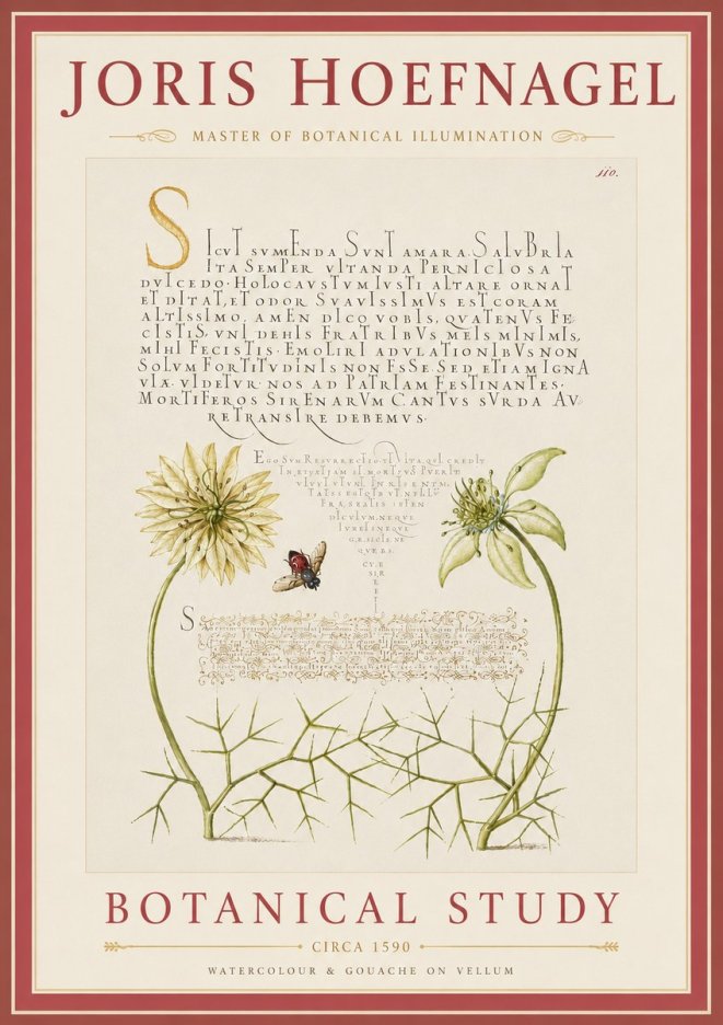 Joris Hoefnagel Botanical Study with Insect No5 - Plakat