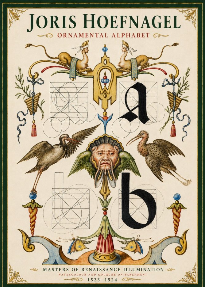 Joris Hoefnagel Ornamental Alphabet No5 - Plakat