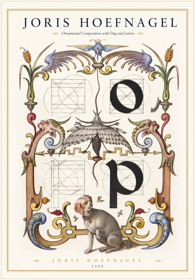 Joris Hoefnagel Ornamental Composition with Dog and Letters No1 - Plakat