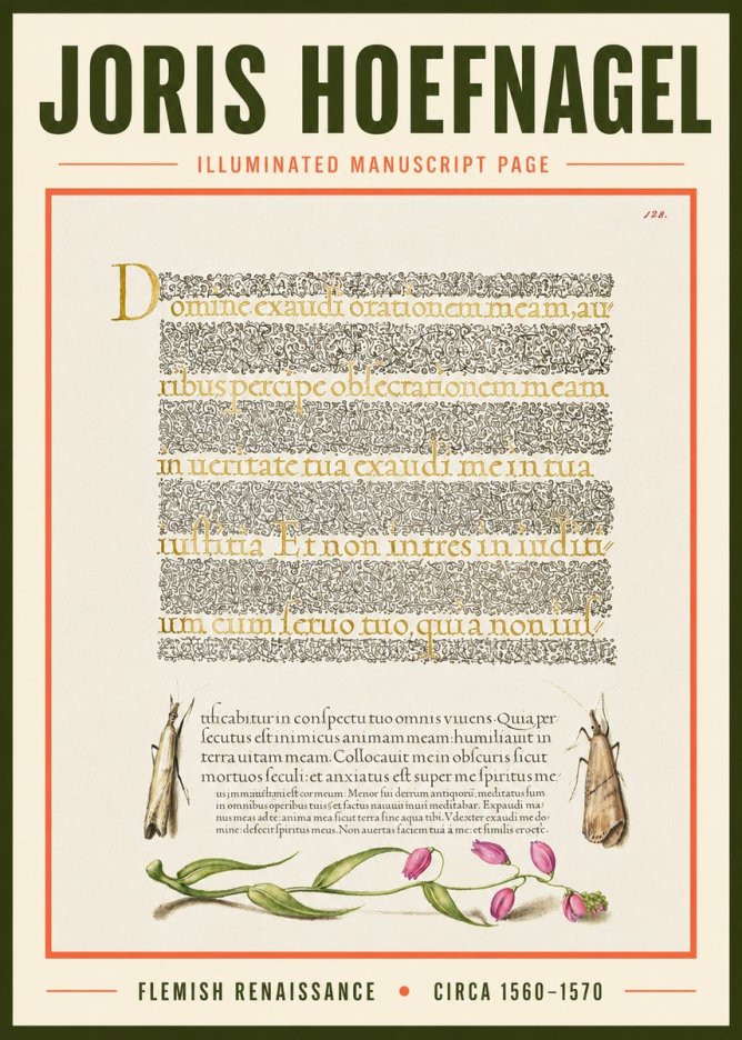 Joris Hoefnagel Illuminated Manuscript Page II No3 - Plakat