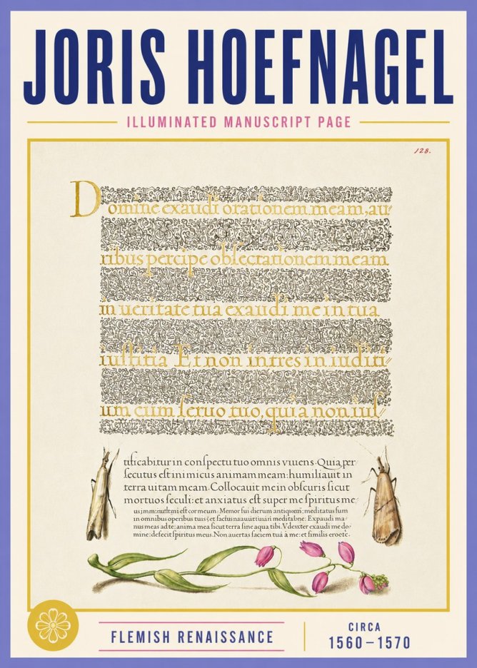 Joris Hoefnagel Illuminated Manuscript Page II No4 - Plakat