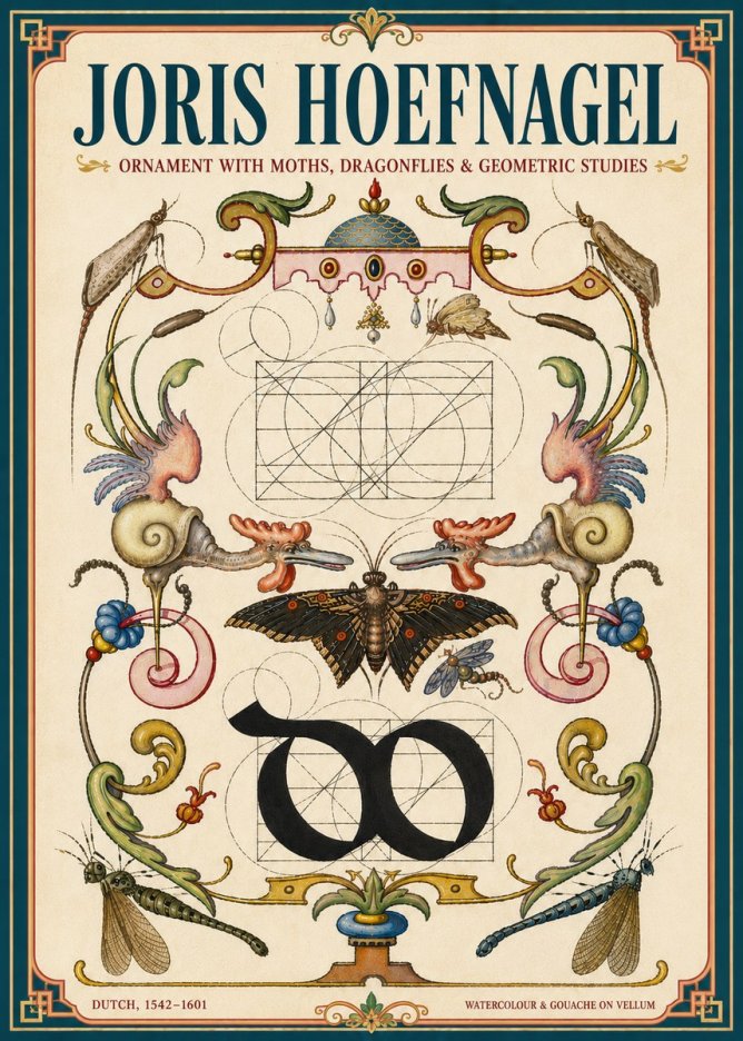 Joris Hoefnagel Ornament with Moths, Dragonflies & Geometric Studies No6 - Plakat