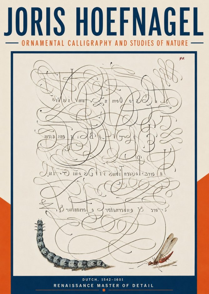 Joris Hoefnagel Ornamental Calligraphy and Studies of Nature No4 - Plakat