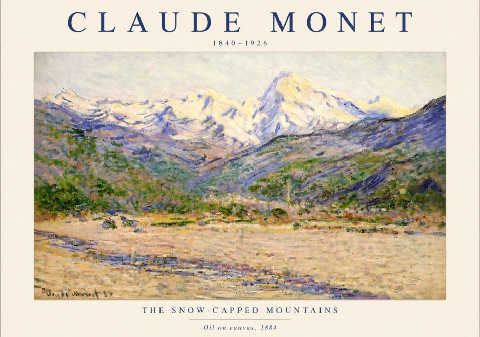 Monet The Snow-capped Mountains No3 - Plakat