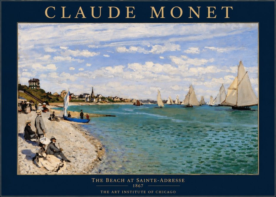 Monet The Beach at Sainte-adresse IV No2 - Plakat