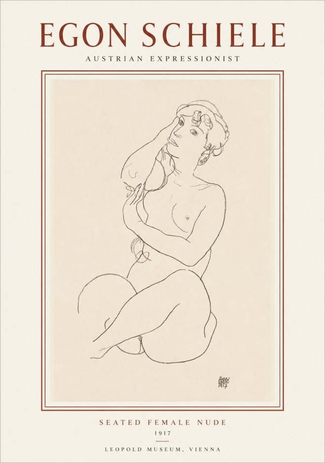 Schiele Seated Female Nude No1 - Plakat