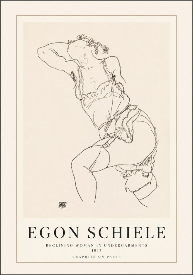 Schiele Reclining Woman in Undergarments No1 - Plakat