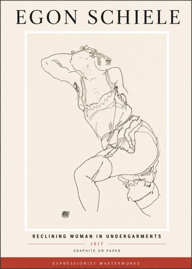 Schiele Reclining Woman in Undergarments No4 - Plakat